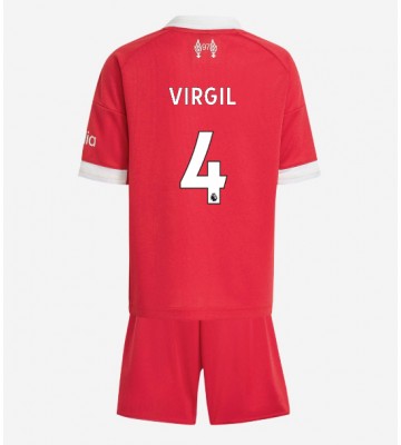 Liverpool Virgil van Dijk #4 Hemmakläder Barn 2025-26 Kortärmad (+ Korta byxor)